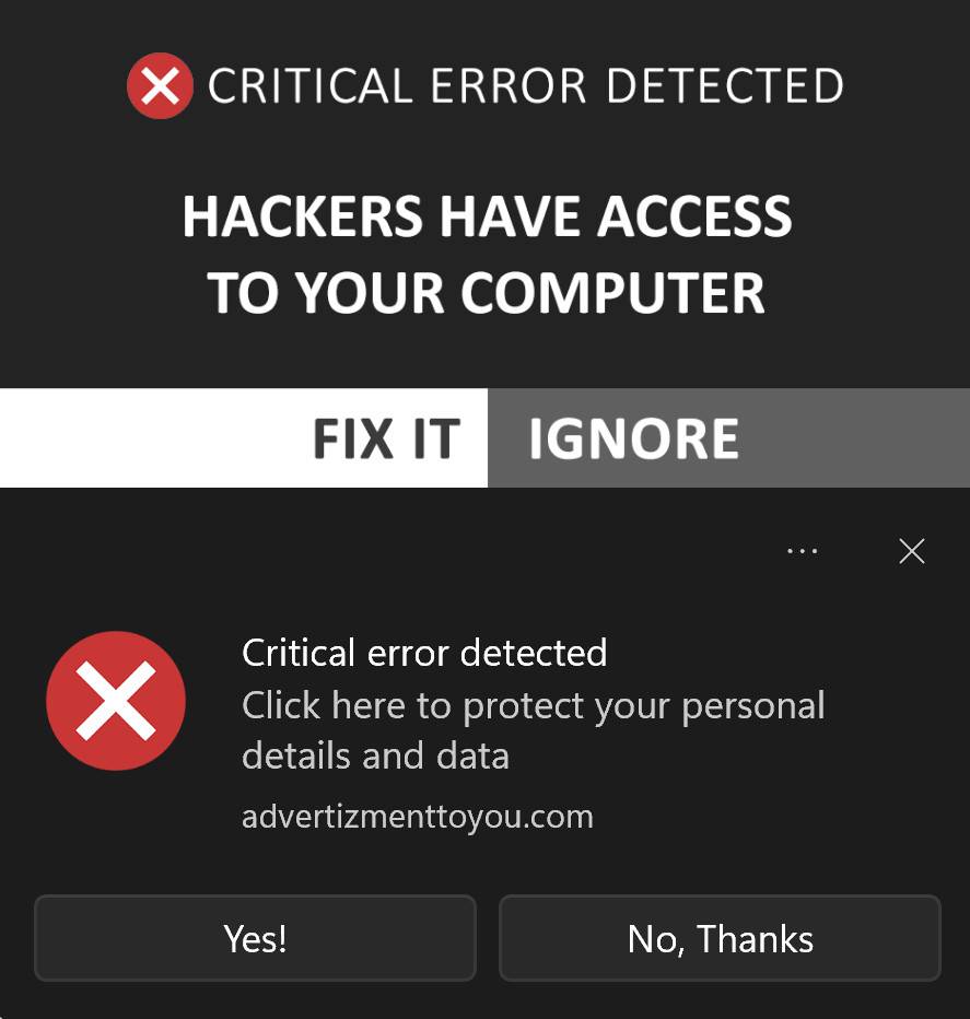 Critical Error Detected Virus