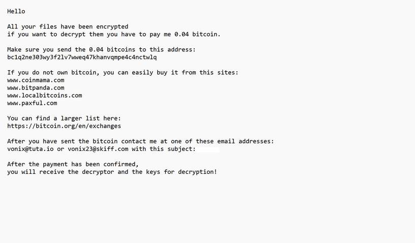 VoNiX Ransomware