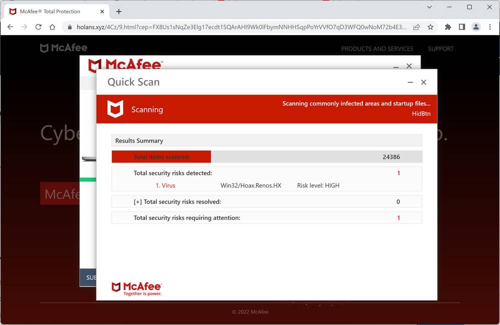 Image: Holans.xyz Fake Antivirus Scan