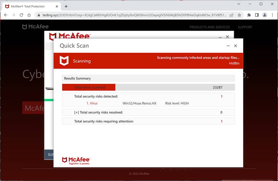 Image: Teding.xyz Fake Antivirus Scan