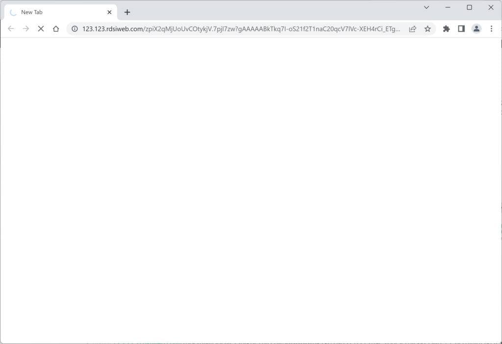 Image: Chrome browser is redirected to Rdsiweb.com