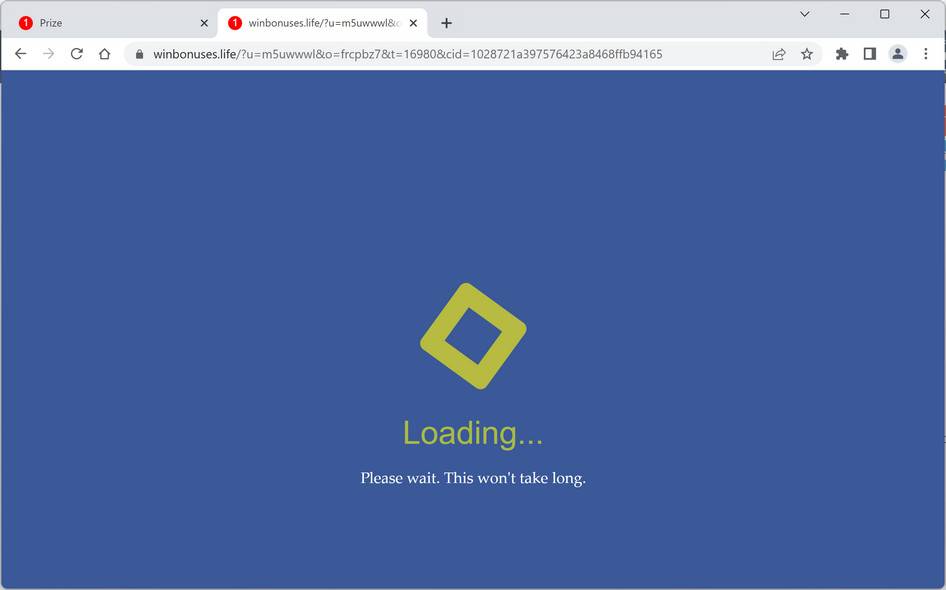 Image: Chrome browser is redirected to Winbonuses.life