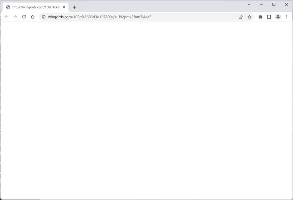 Image: Chrome browser is redirected to Wingords.com