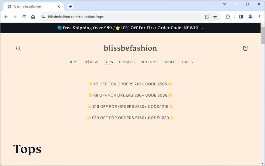 1 Blissbefashion.com ad