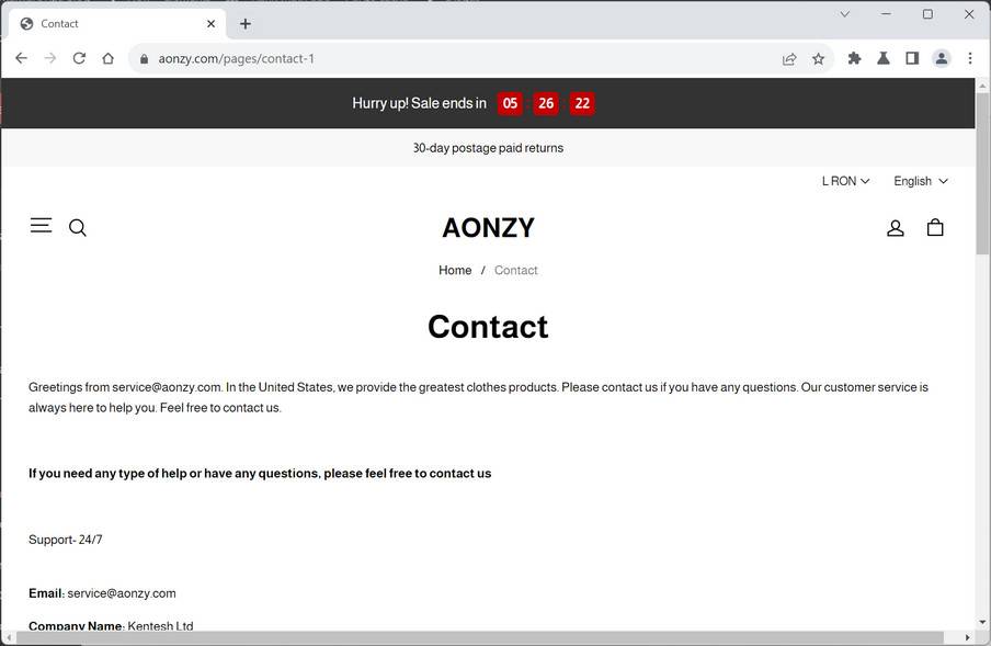 Aonzy.com scam