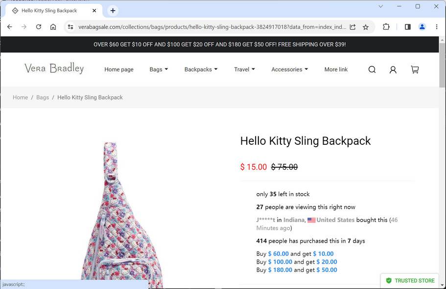 Catdoingsale.store Scam Store: A Fake Vera Bradley Website