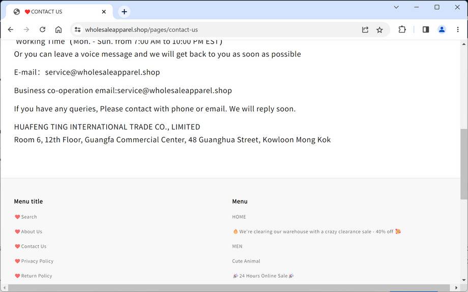 Wholesaleapparel.shop scam