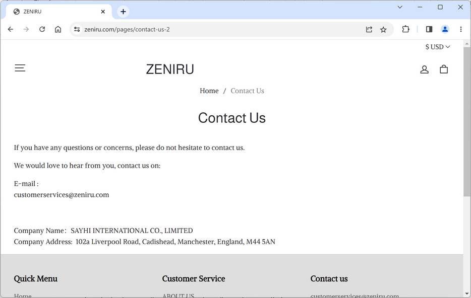 Zeniru.com Scam