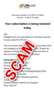 LifeLock Subscription Renewal Email Scam: Don't Fall For It!