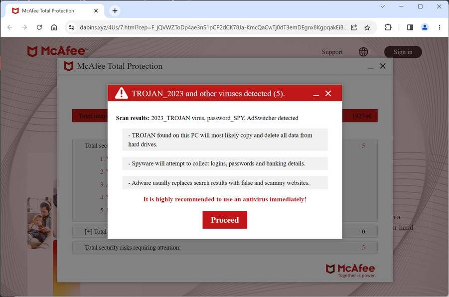 2023_TROJAN virus, password_SPY, AdSwitcher detected