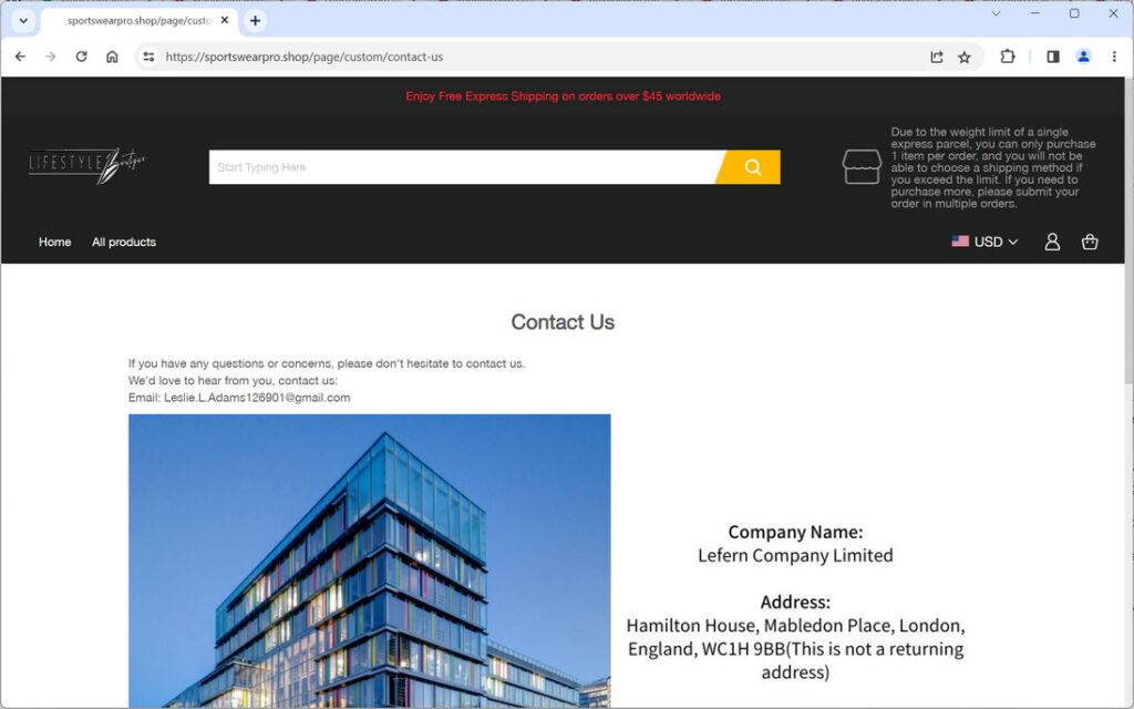 sportswearpro.shop scam