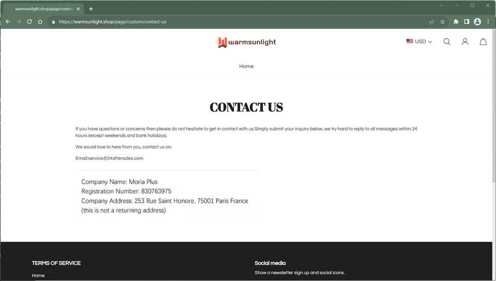 warmsunlight.shop scam