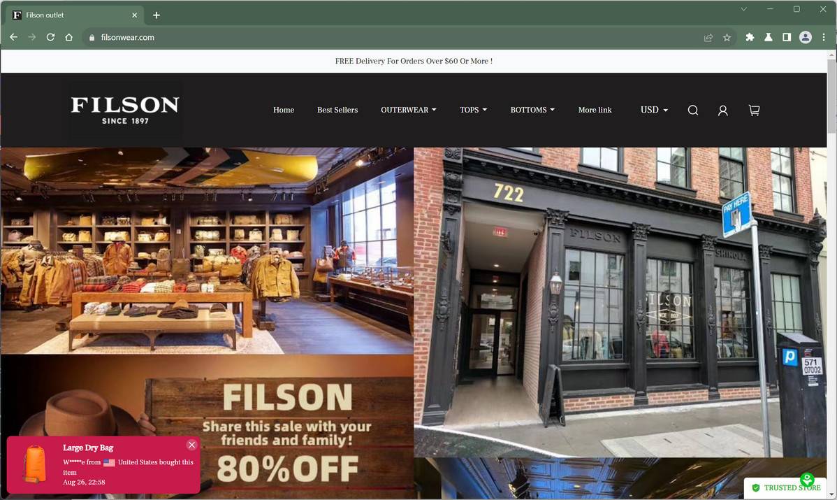 Filsonwear.com scam