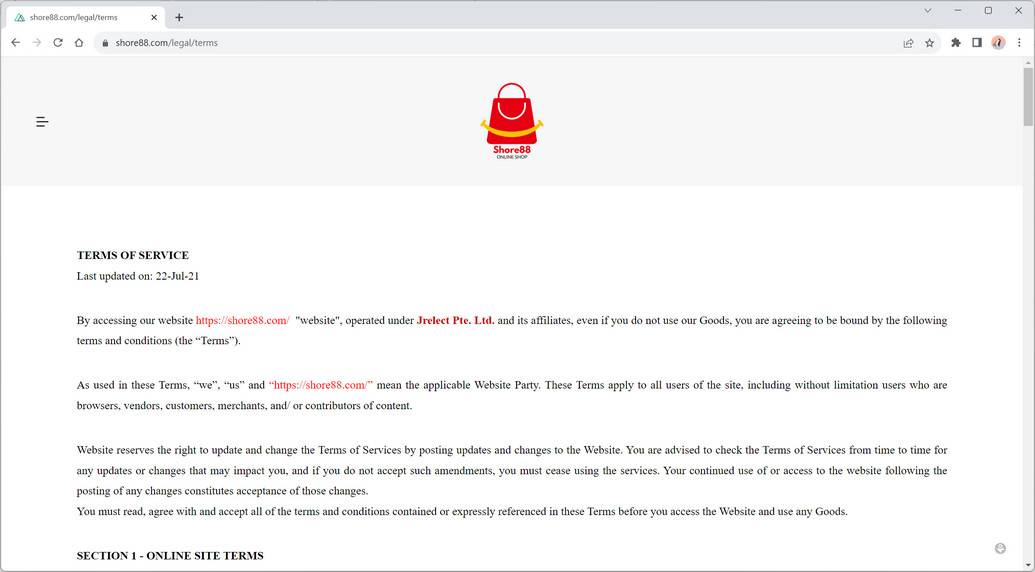 Shore88.com fake details