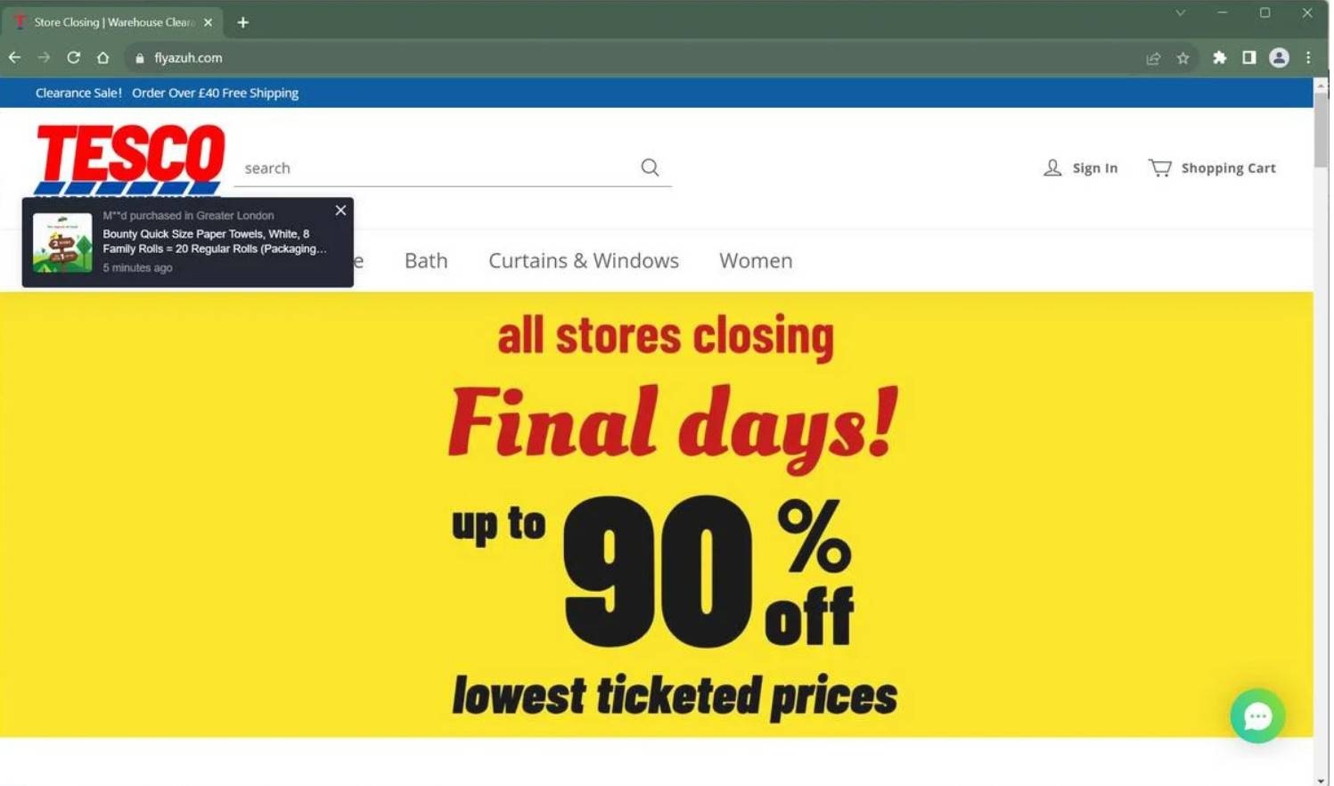 Beware - Tesco Clearance Supermarket Websites Scam