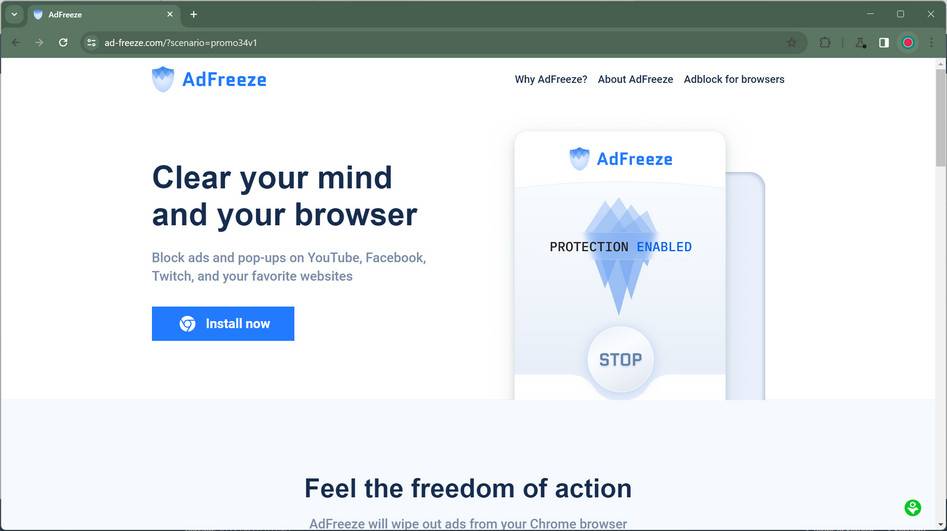 Ad-freeze.com popup