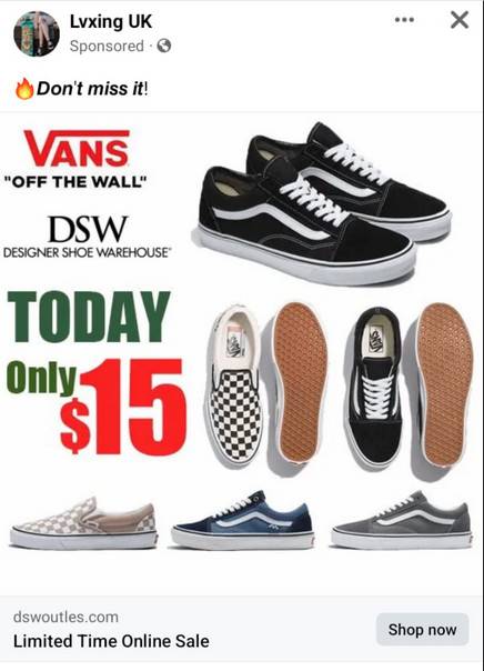 Vans hotsell shoe warehouse