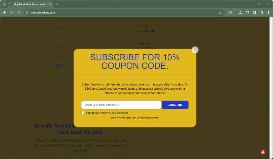 Mrmushiesbars.com scam