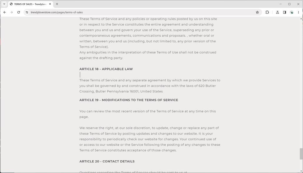 Trendyloverstore.com scam