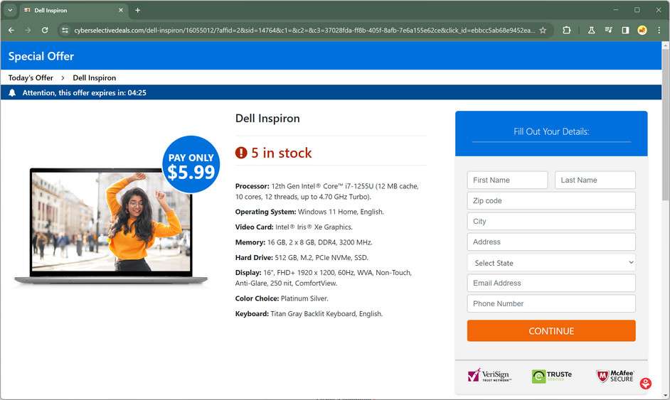 cyberselectivedeals.com Scam