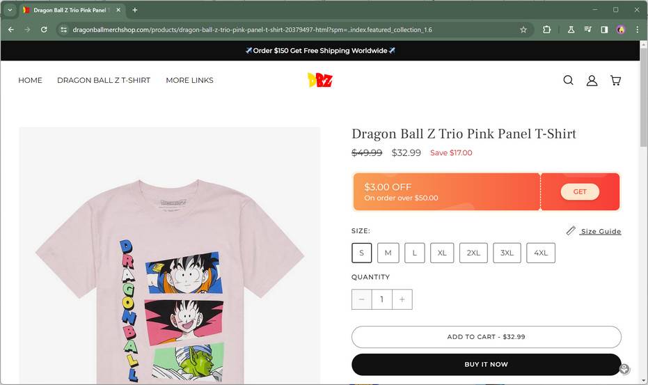 dragonballmerchshop.com scam