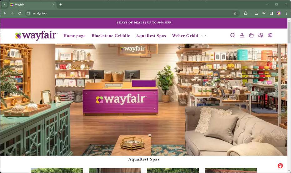 Windys.top Scam Store: A Fake Wayfair Website