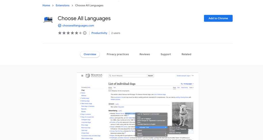 Choose All Languages