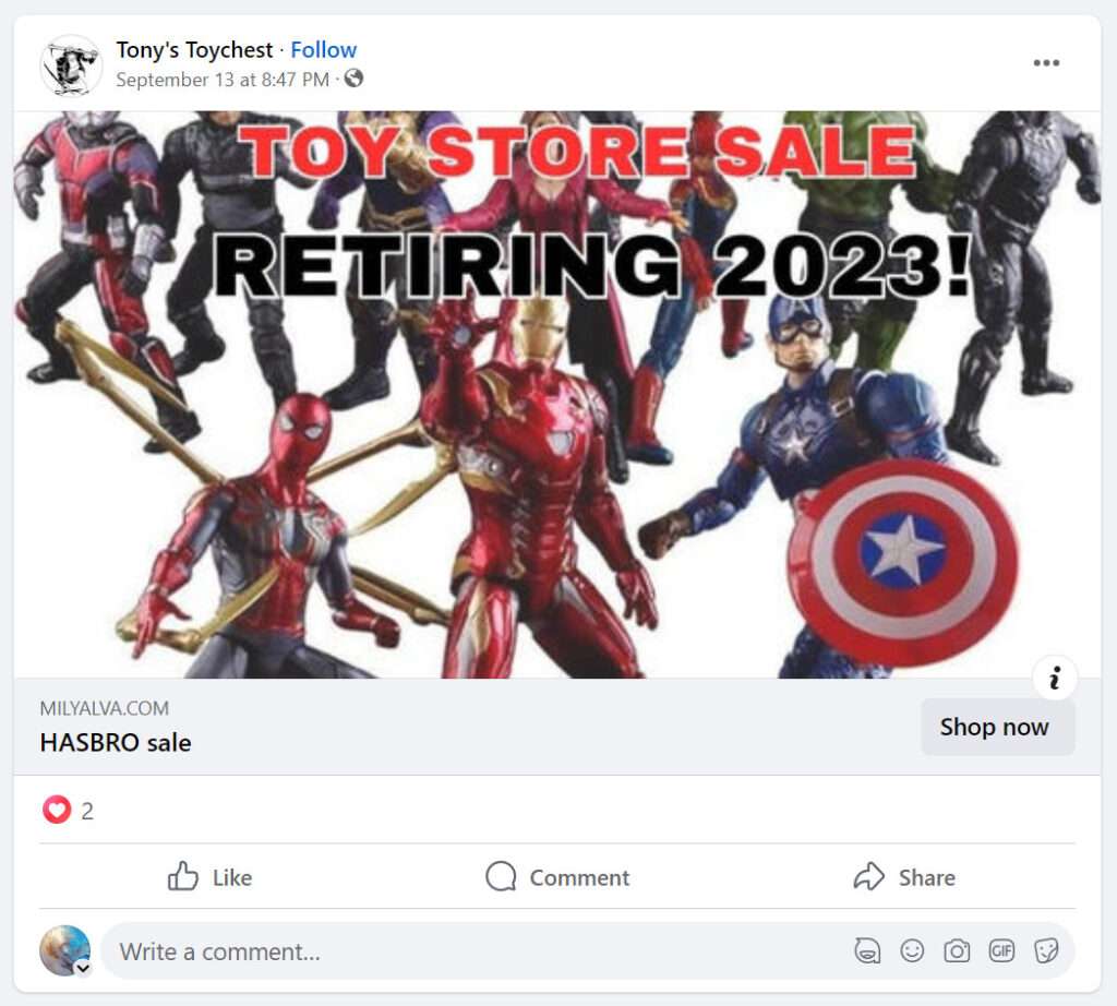 Hasbro Sale Scam Facebook