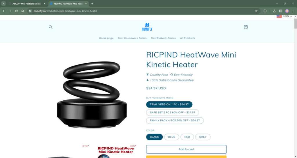 Portable kinetic heater in mini format
