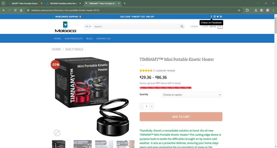Offical Brand Store] ❄️MIQIKO™ Portable Kinetic Molecular Heater