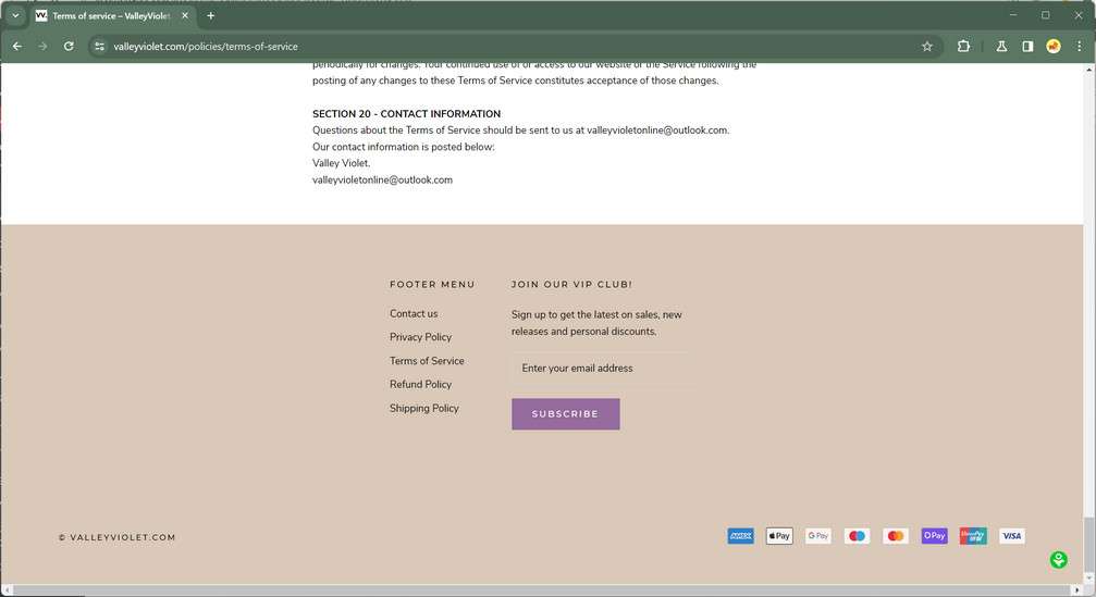 Valleyviolet.com scam