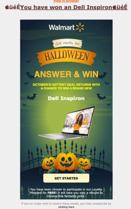 Walmart Dell Inspiron Giveaway Email Scam
