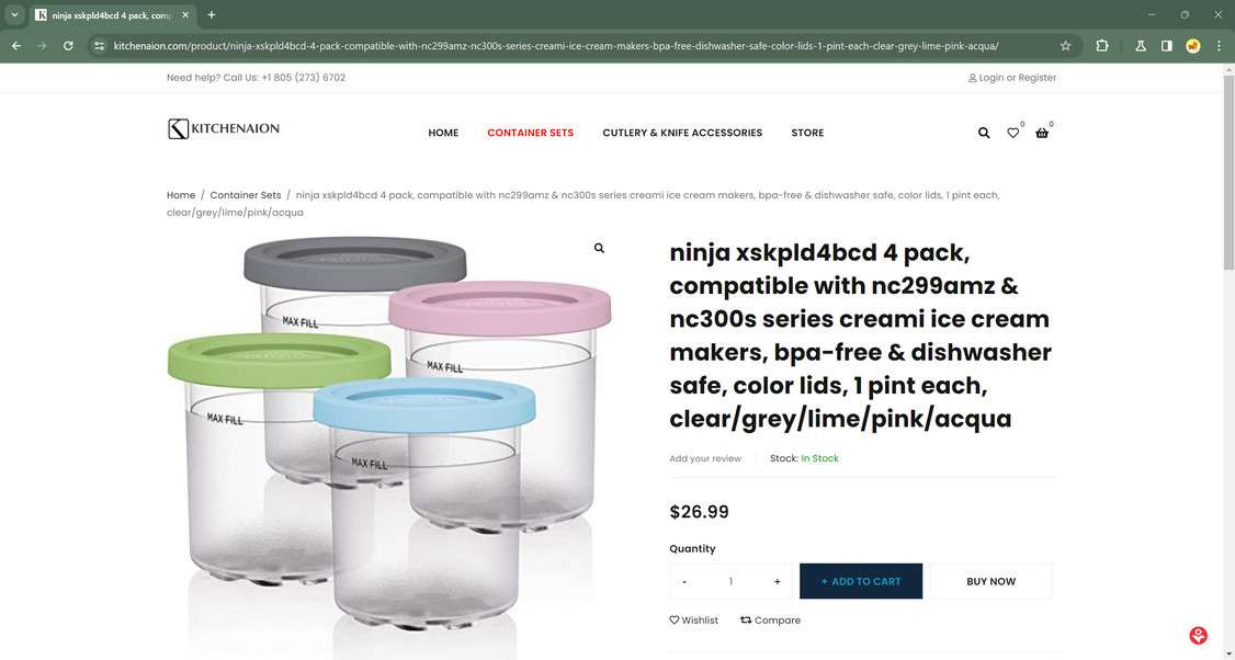 Ninja 4-Pack Creami Pints with Lids - XSKPLD4BCD