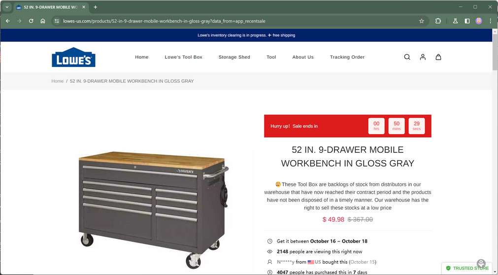 Scam Store A Fake Lowe's Website