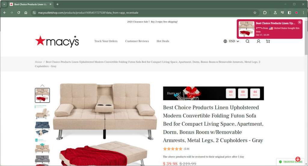 Macy's on sale outlet furniture