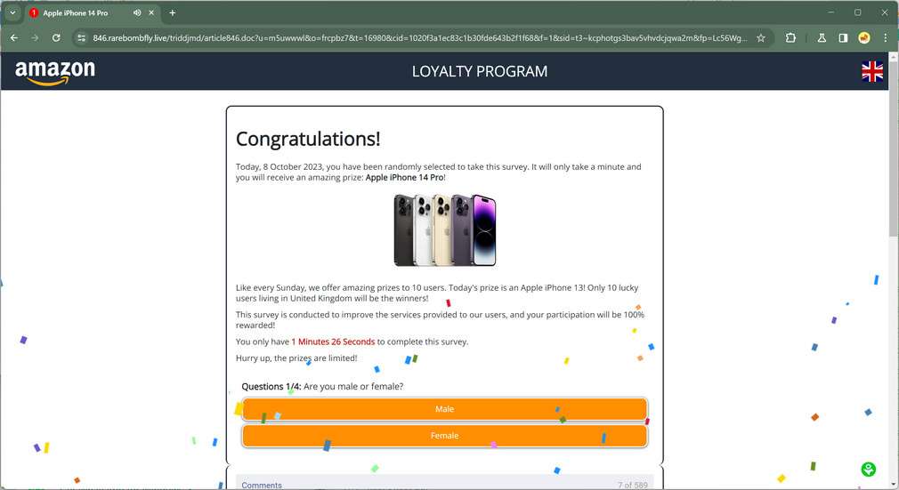 rarebombfly.live scam