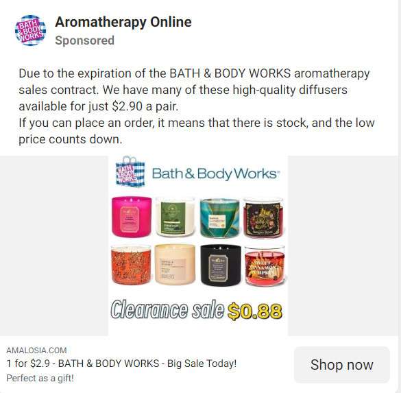 Beware The Fake Bath & Body Works Clearance Sale Scam