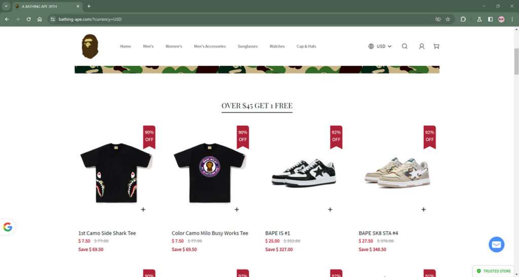 Scam Alert - Bathing-ape.com Store Is Totally Fake