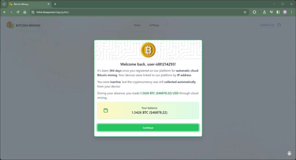 Bitcoin Mining scam website