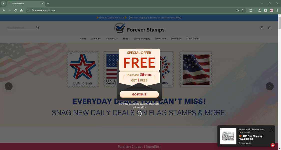 Foreverstampmalls.com scam