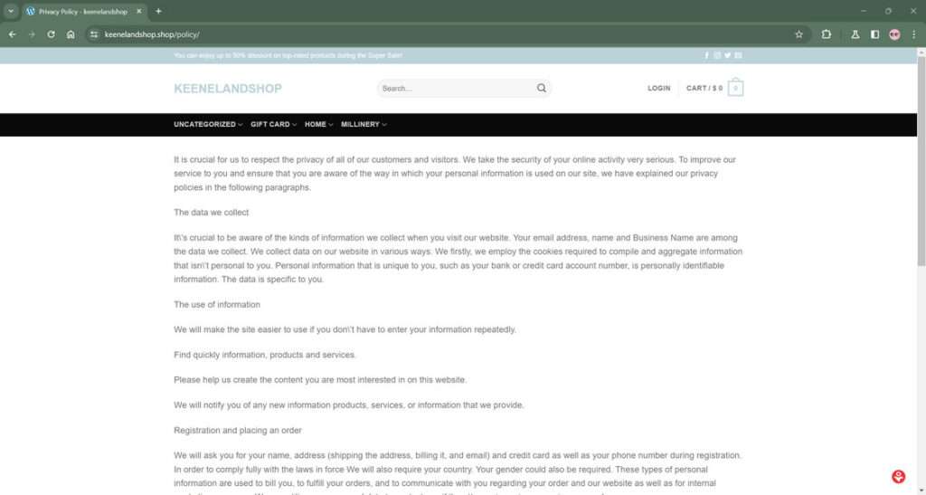 Keenelandshop.shop scam