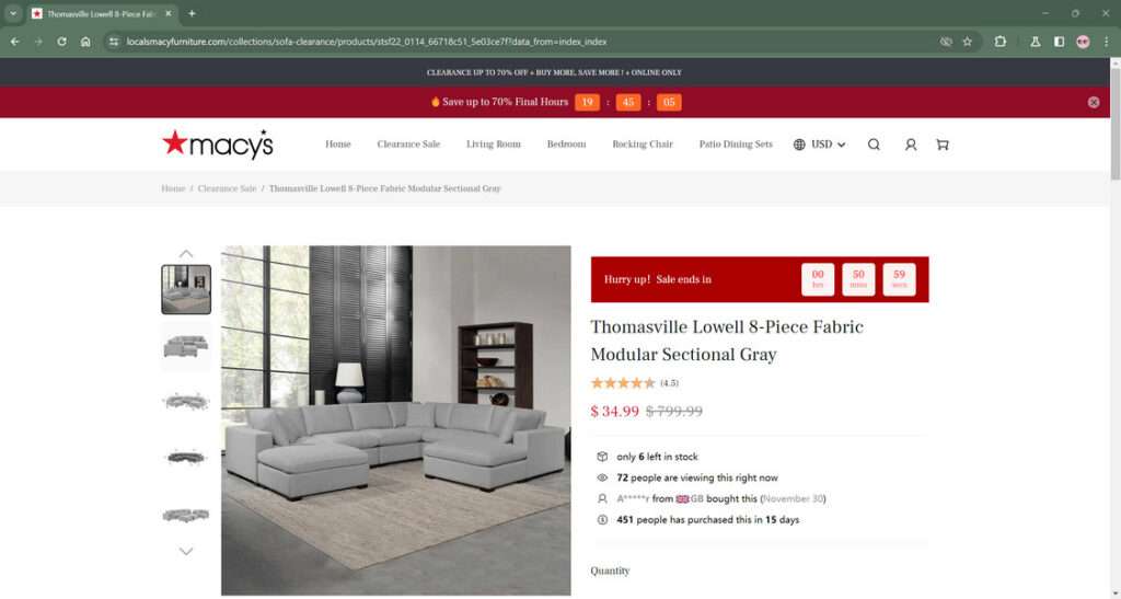 Localsmacyfurniture.com scam