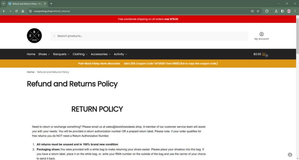 Runsporting.shop scam