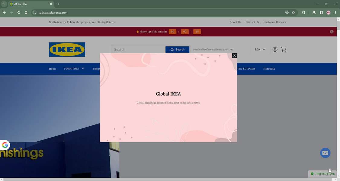 Sofaseatsclearance.com scam