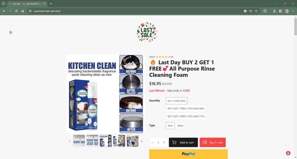 Superfoam.last-sale.store scam