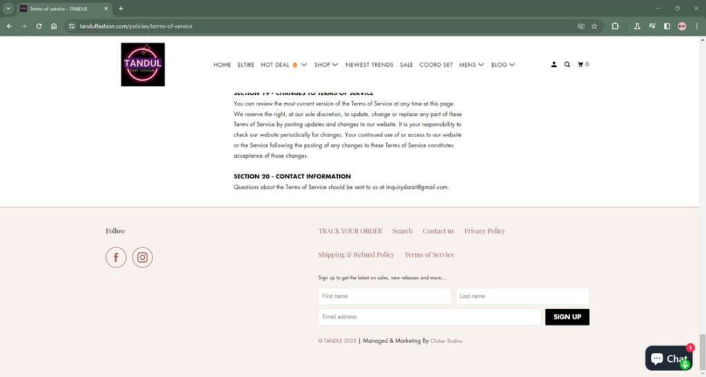 Tandulfashion.com scam