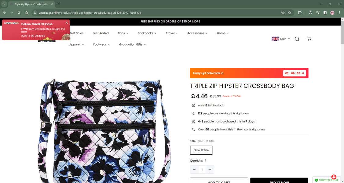 Vearsbags.online scam