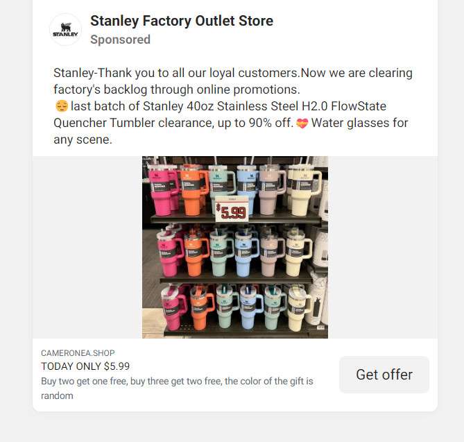 StanleyOfficials.com Scam Store: A Fake Stanley Website
