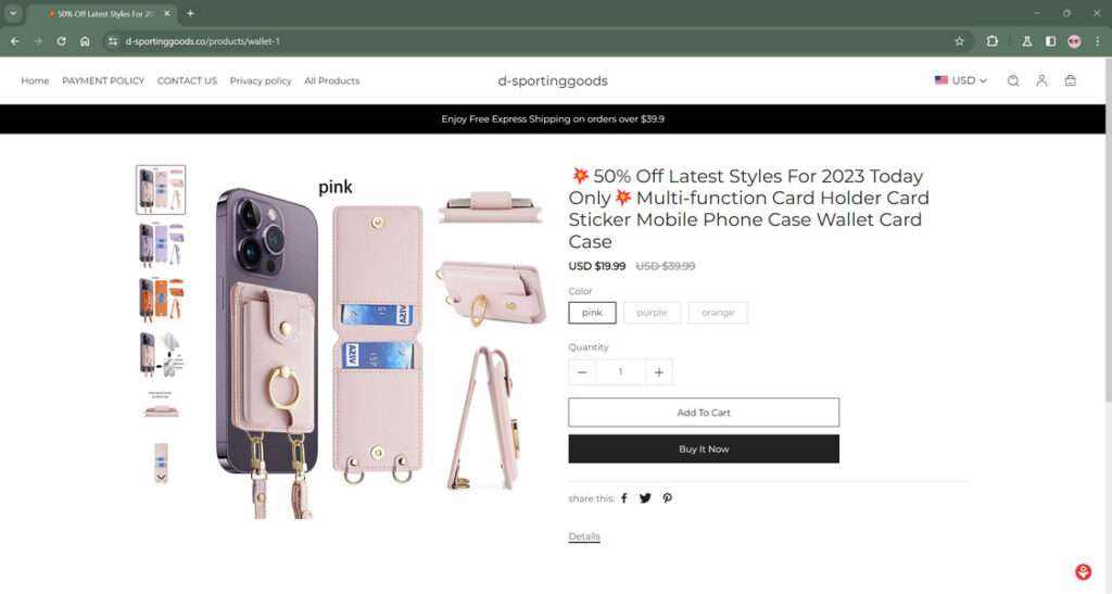 d-sportinggoods.co scam