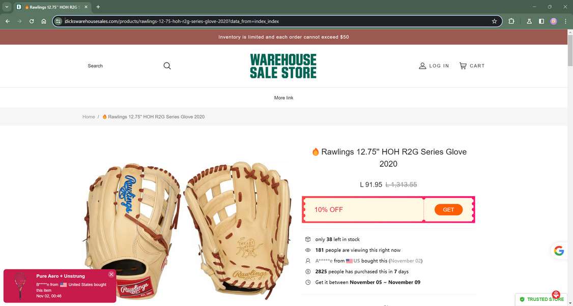 dickswarehousesales.com scam